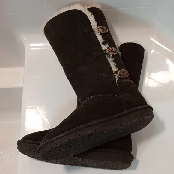 BearPaw Women's Brown Suede Fur Lined Winter Boots - Picture 7 of 9